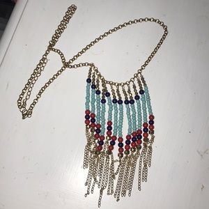 Gold, colorful beaded necklace